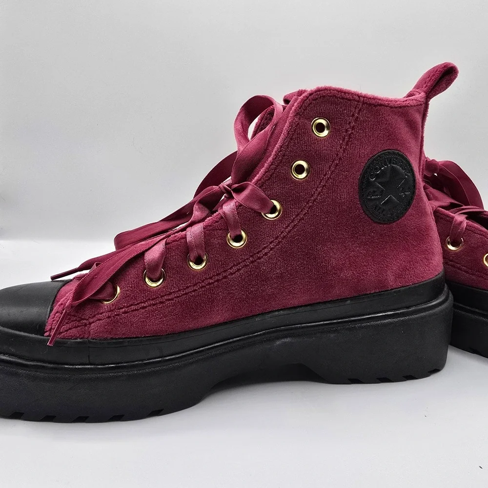 Converse Platform High Top Sneaker Boots Velvet Ribbon Laces‎ Side Zip US 6